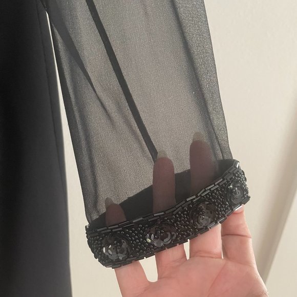 Vintage Bill Blass Knee Length Dress with Silk Sheer Sleeves Size 10 - Picture 3 of 7